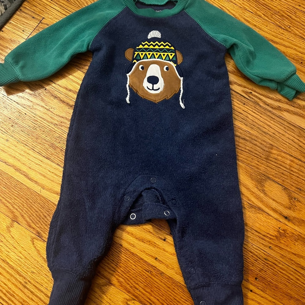 Carter's Bear One Piece - Green and Navy